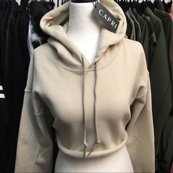 ✨LAST ONE! CAPRI sand reworked cropped hoodie✨ - Picture 1 of 2